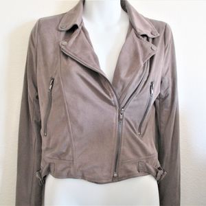 Grey Suede Moto Motorcycle Jacket